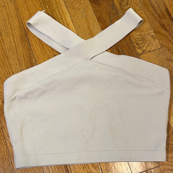Babaton Tops - Babaton Crisscross Ribbed Crop Top - Cream